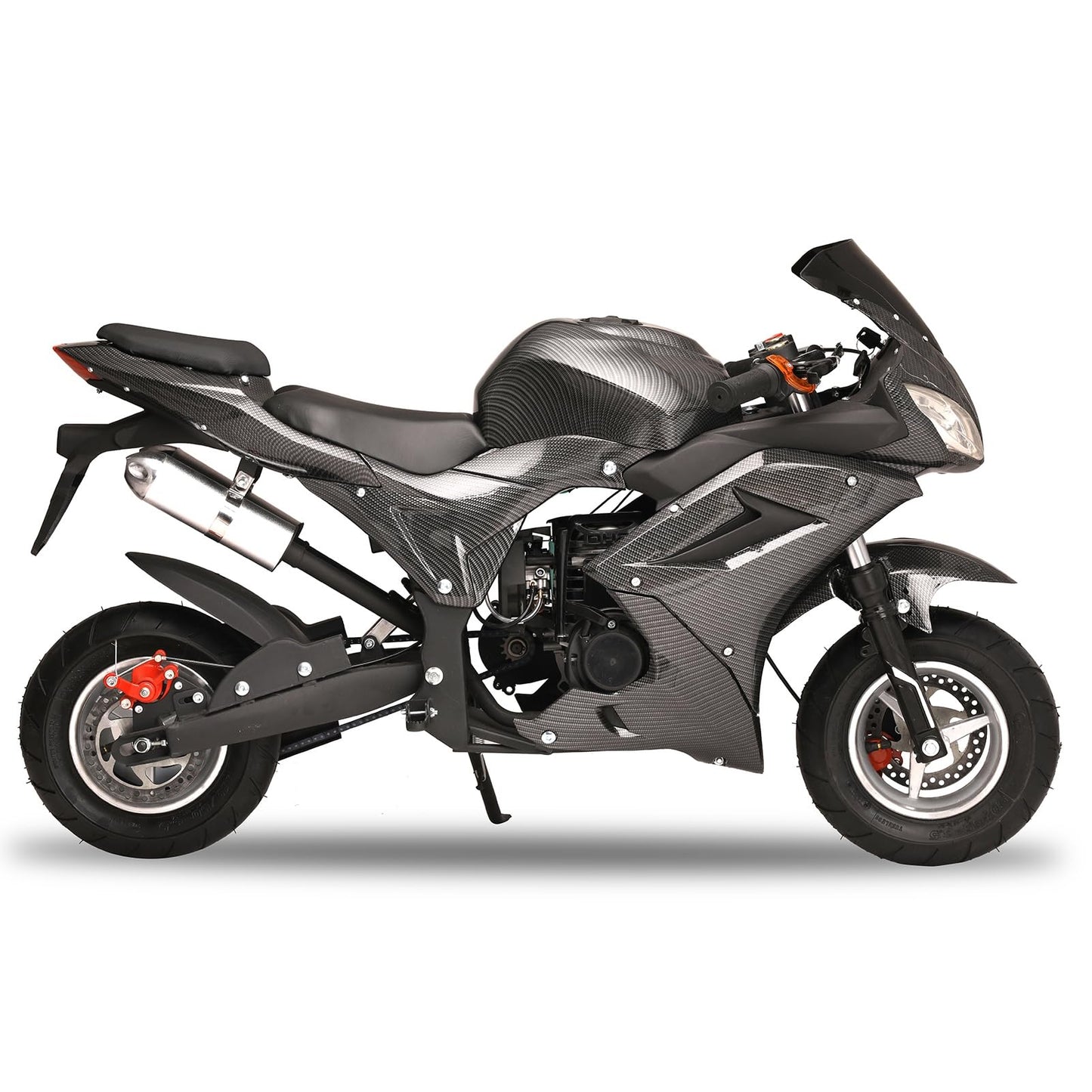 49cc Kids Motorcycle, Mini Dirt Bike, 4-Stroke Dirt Bike with 6.5" Off Road Tire, Gas Power Motocross with Front Rear Disc Brakes, Max Speed 25MPH,Max Load 440 LBS,Gift for 8-14 Kids,Black