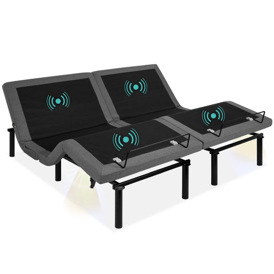 Best Choice Products Ergonomic Split King Size Adjustable Bed Frame, Electric Base w/Wireless Remote Control, Nightlight, Massager, 2 USB Ports
