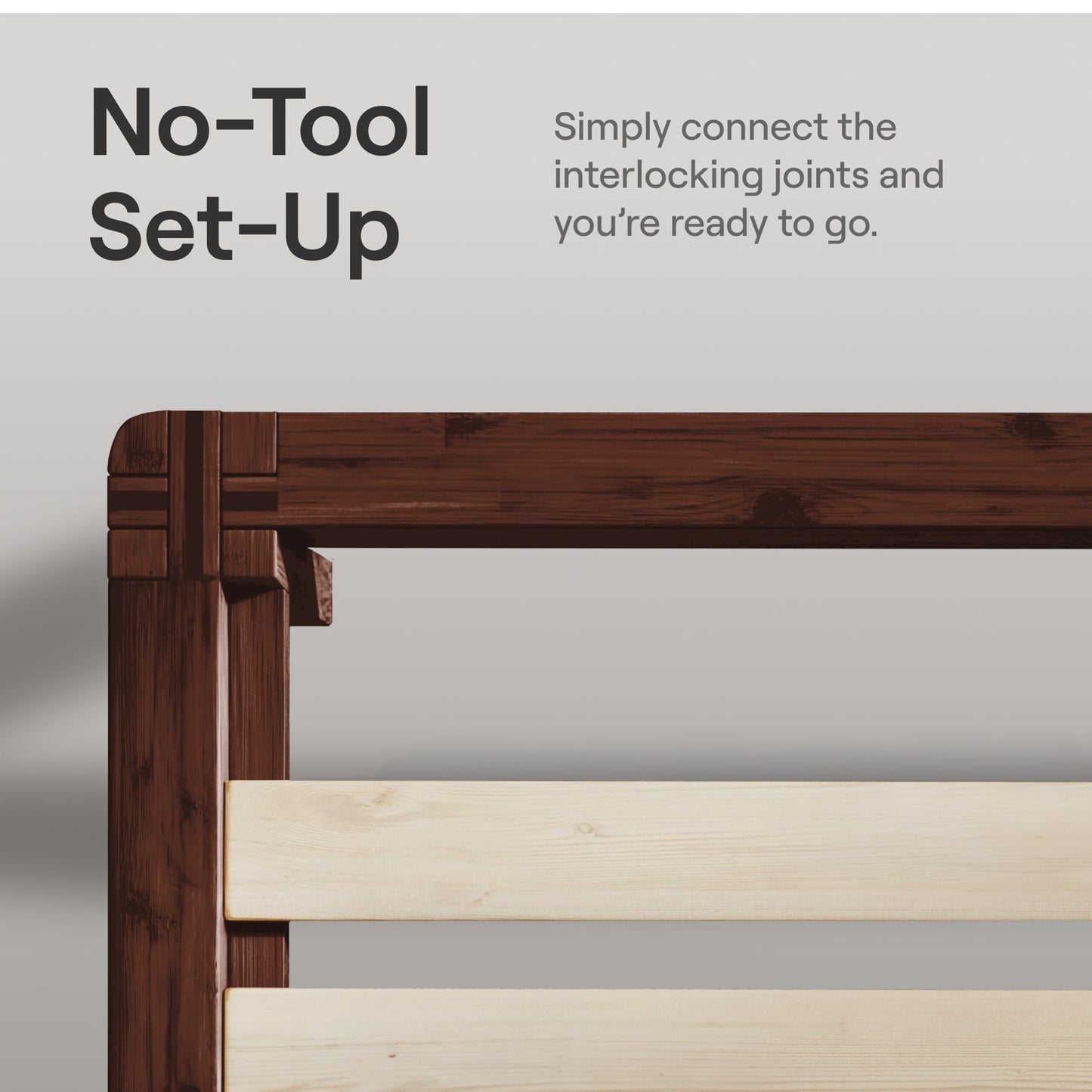 Nectar Bamboo Headboard - Cal King - Walnut - Attachable to Bamboo Bed Frame (Sold Seperately) - Easy Tool Free Set Up - Contemporary and Durable