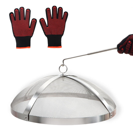 Spark Screen for Solo Stove Bonfire 19.5-Inch, Stainless Steel Mesh Cover with Removable Handle, Fire Pit Spark Guard for Patio, Backyard, Camping
