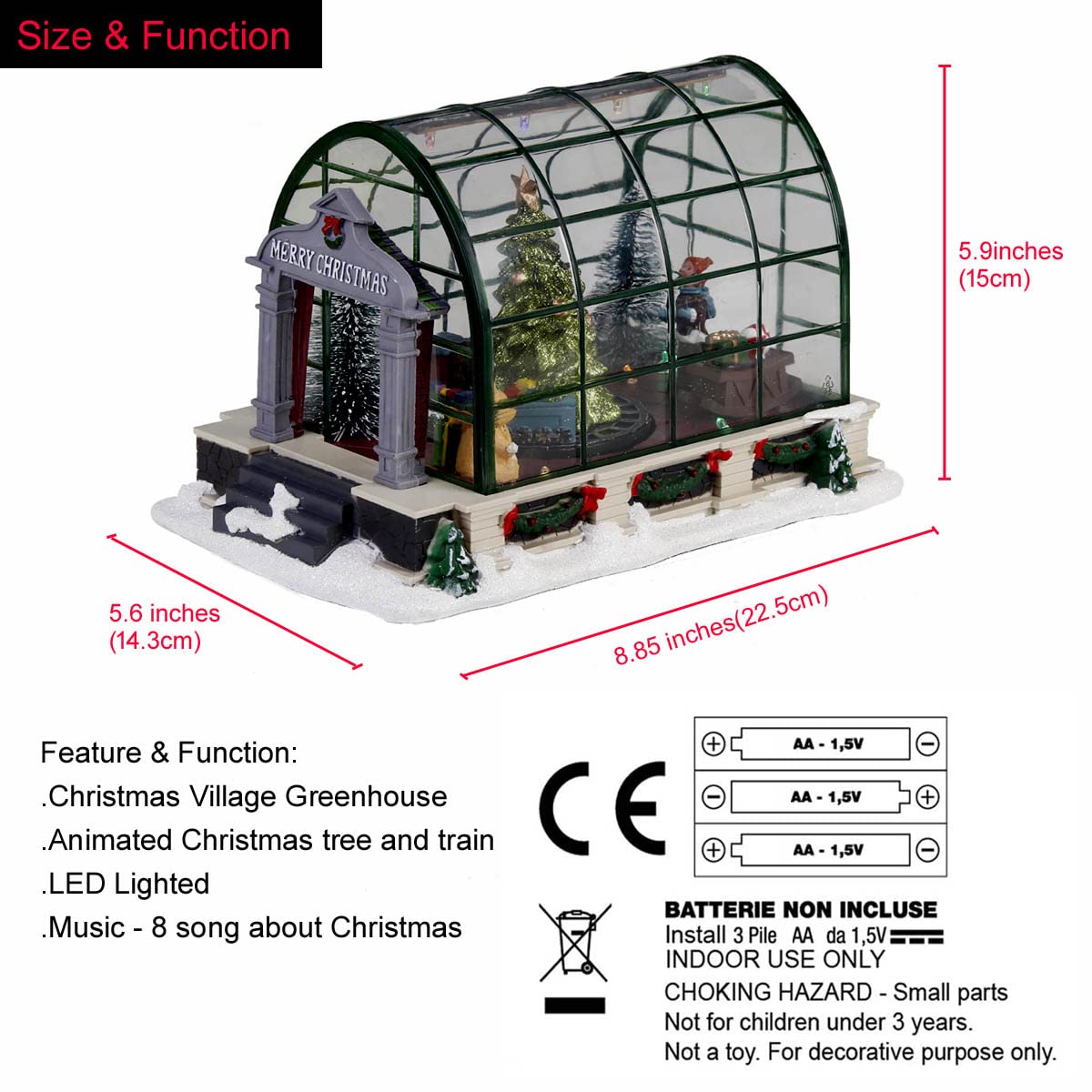 innodept12 Animated Lighted Christmas Village Greenhouse