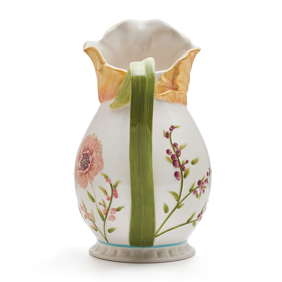 Fitz and Floyd Meadow Floral Pitcher Vase, 2.5 Quart