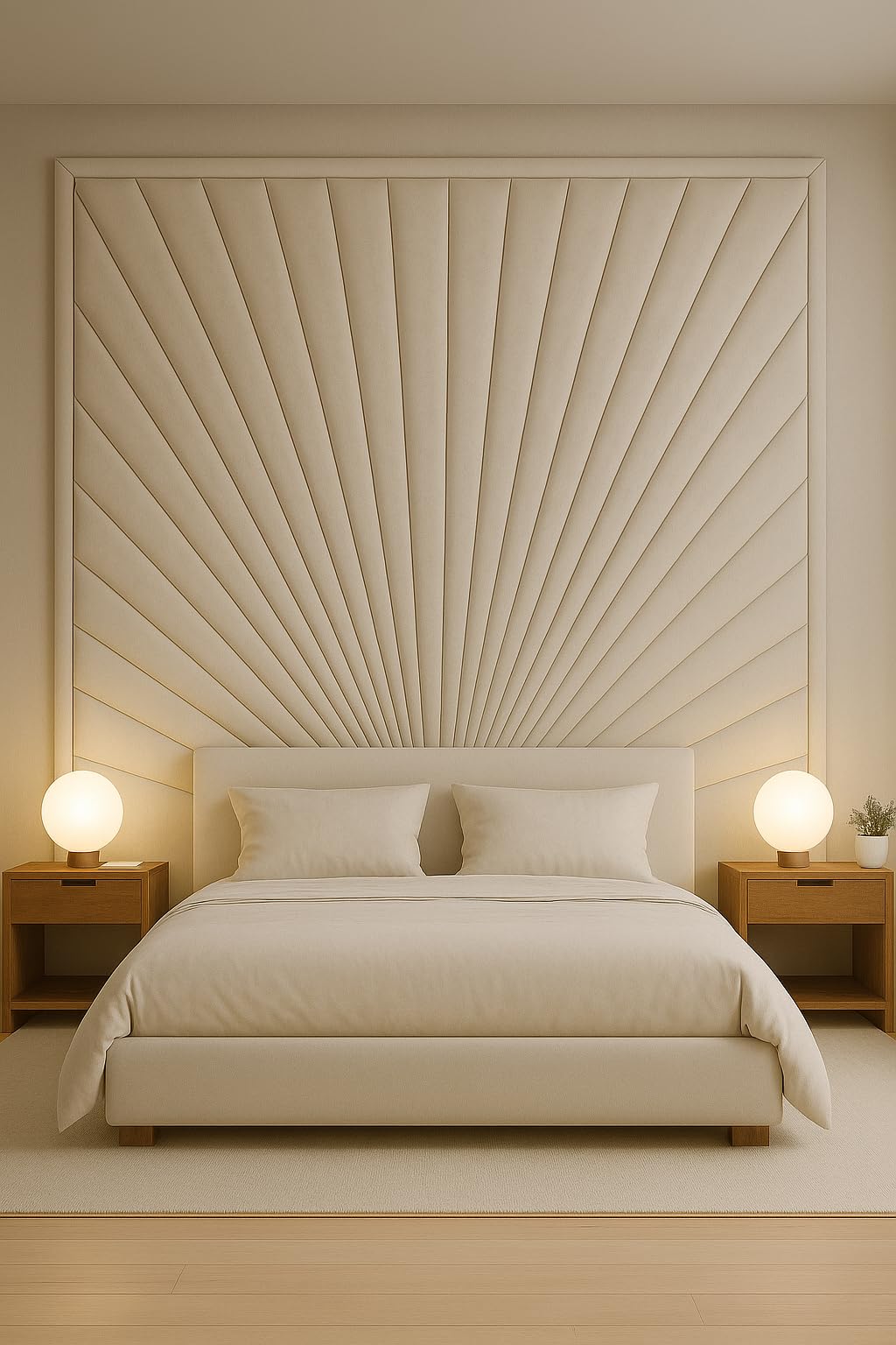 BMD Studio Wall Mounted Fabric Upholstered Headboard Panels, Sunburst Wall Panels, Made to Order (Specialty Size)