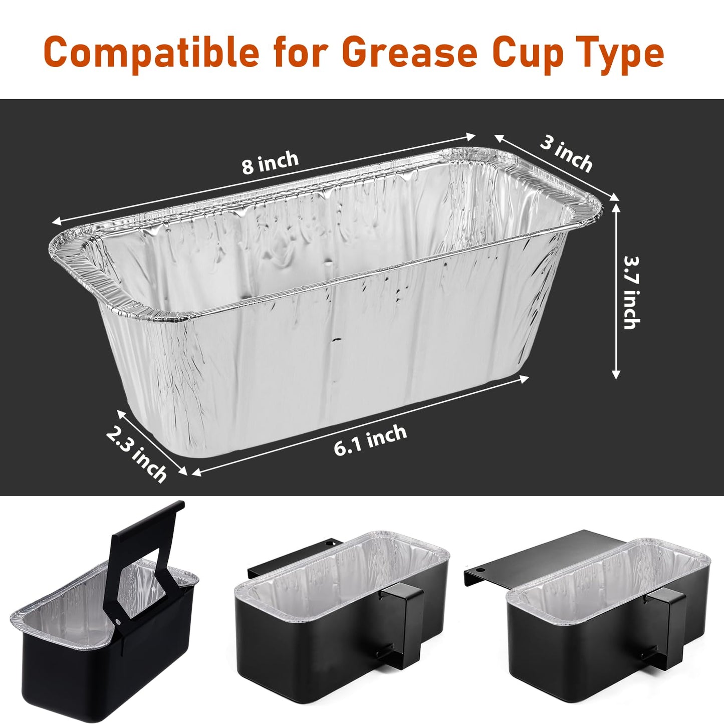 Whaleme Grease Cup Liners Compatible with Blackstone Griddle 5017 - Griddle Accessories, Disposable Grill Tray, Aluminum Foil Drip Pan Grease Catcher Cup Liner for 17, 22, 28, 36 Inch (30 Pack)