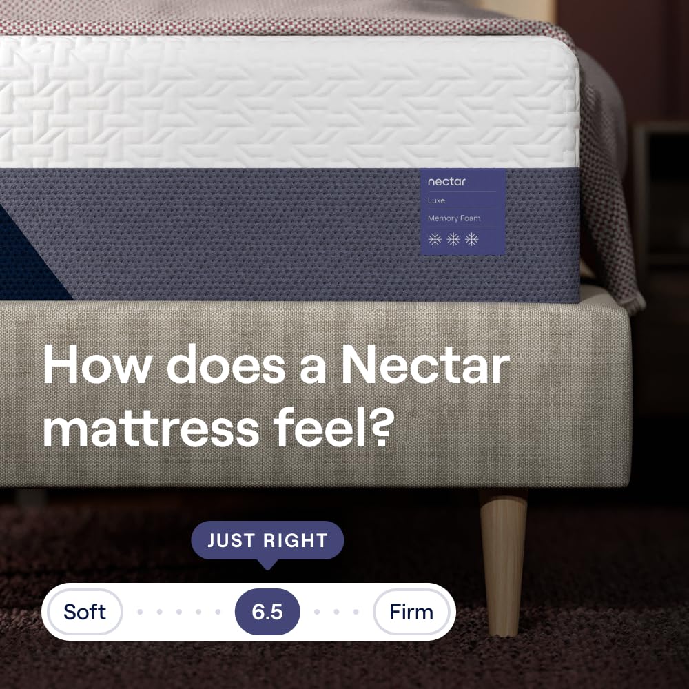 Nectar Luxe 14” Twin Mattress - Medium Firm - Contouring Memory Foam - Cooling Upgrade - Back Pain Relief - Responsive Support - Mattress in a Box - 365-Night Trial & Forever Warranty