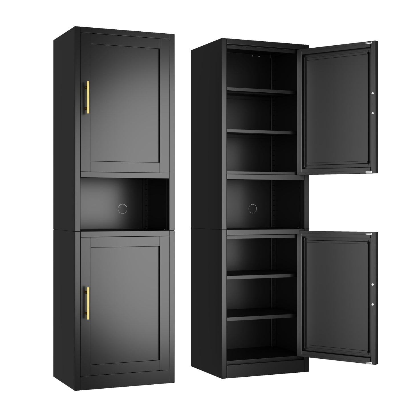Ckzbx Tall Narrow Storage Cabinet 66.93" H Tall Bathroom Cabinet Metal Pantry Cabinets, 4 Adjustable Shelves for Kitchen, Home Office, Living Room, Dinning Room (20 inches Wide Black)