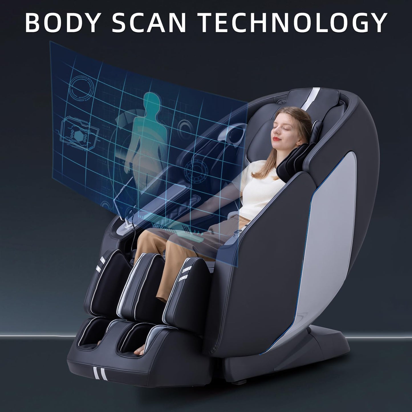 MassaMAX MT398 4D Full Body Massage Chair, 55"SL Track, Zero Gravity, Black
