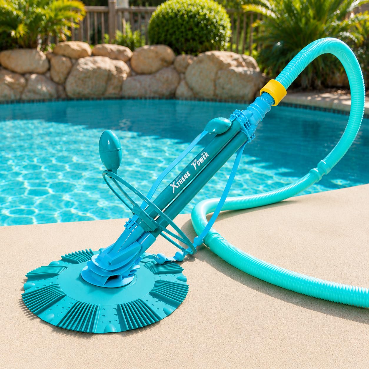 XtremepowerUS Automatic Pool Cleaner Sweeper Vacuum Pool Cleaner Sweep High Flow Side Suction Wall Climb In-Ground/Above Ground Swimming Pool with Hose Suction Set (Blue)