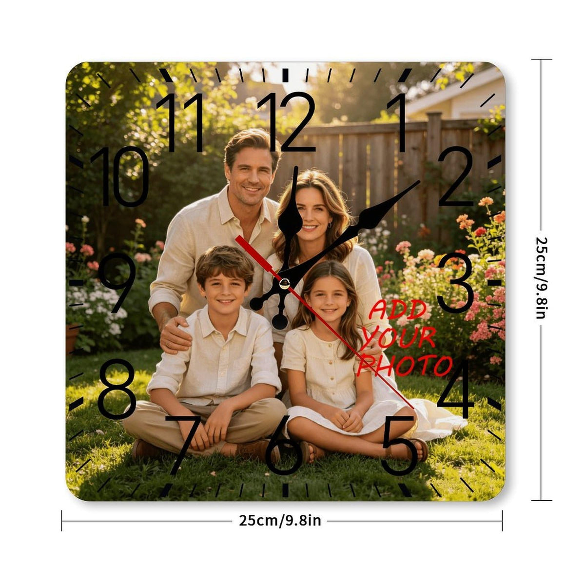 Custom Photo Wall Clock Personalized Picture Name Text Silent Non Ticking