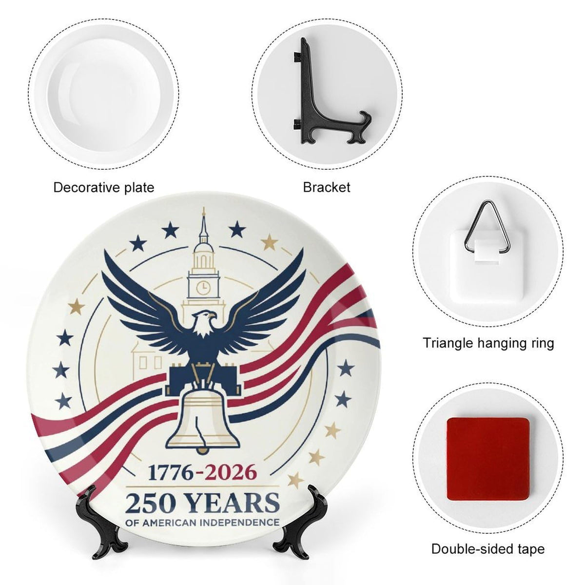 Nichcepts 250th Anniversary Decorative Plates 8 Inch Eagle Liberty Bell