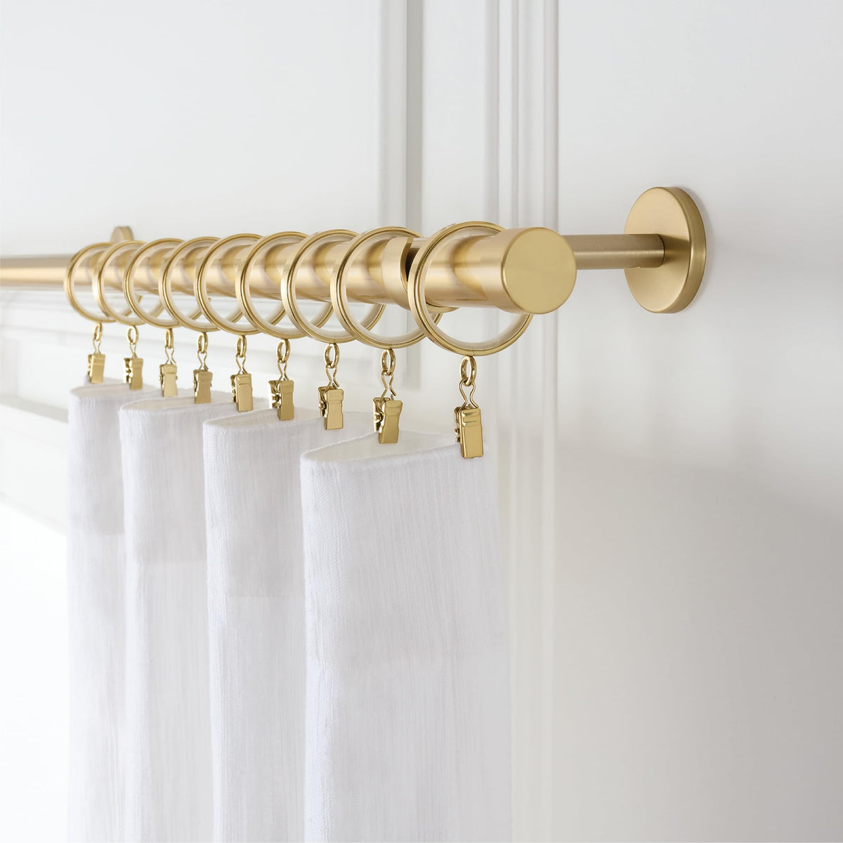 Cambria Designer 2" Brushed Gold Quiet Glide Curtain Rings 18 Pack