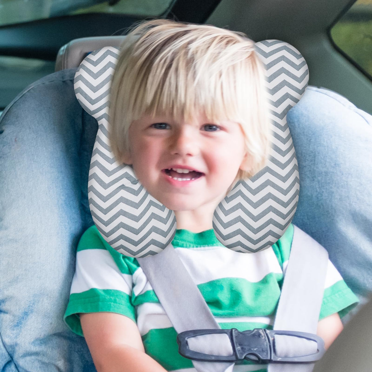 ZHOMA Baby Travel Pillow, Upgrade U-Shape Infant Pillow for Car Seat Pushchair and Stroller, Soft Comfortable Neck Support for Kids Newborn and Toddler - Wave Gray
