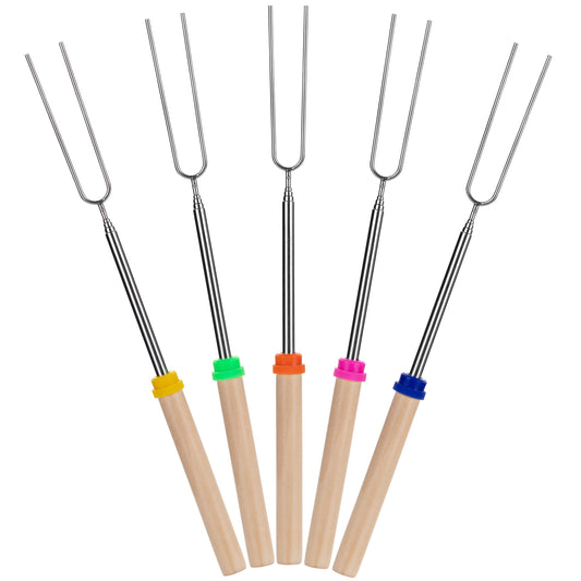 UNCO- Marshmallow Roasting Sticks, 32”, 5 Pack, Dark Brown