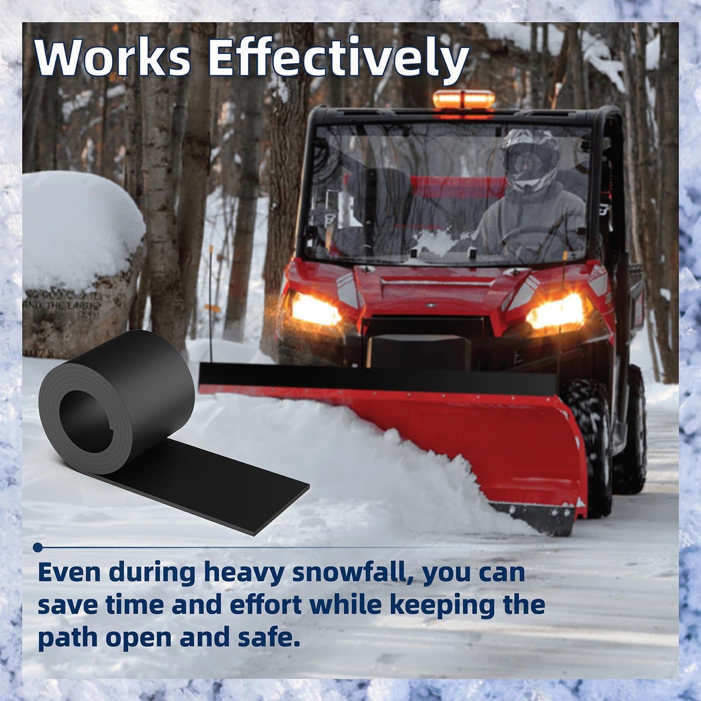 Universal Snow Plow Blade Flap Compatible with Kolpin & Polaris for 48"-72" Blades,72" x 6" x 1/4" Snow Plow Rubber Deflector Edge Fit for ATVs,UTVs,Side-by-Sides and 4-Wheelers,Snow Plow Accessories