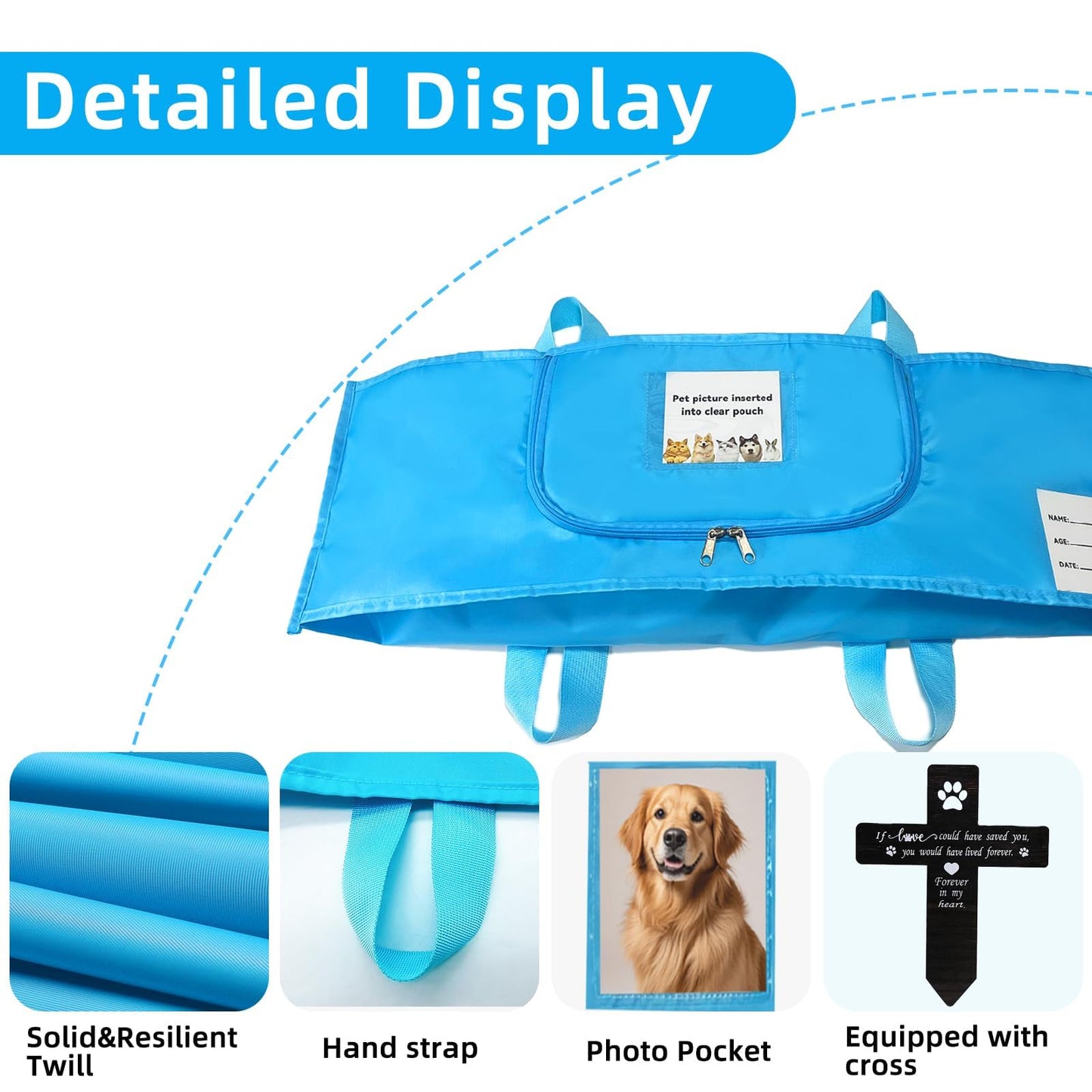 JWIZYOTR Eco-Friendly Pet Casket Body Bag, Pet Burial Box with Dignity, Dog Casket for Burial and Cremation by Customizing with Your Own Words for All Pets - Dogs, Cats, Rabbits and More.（S