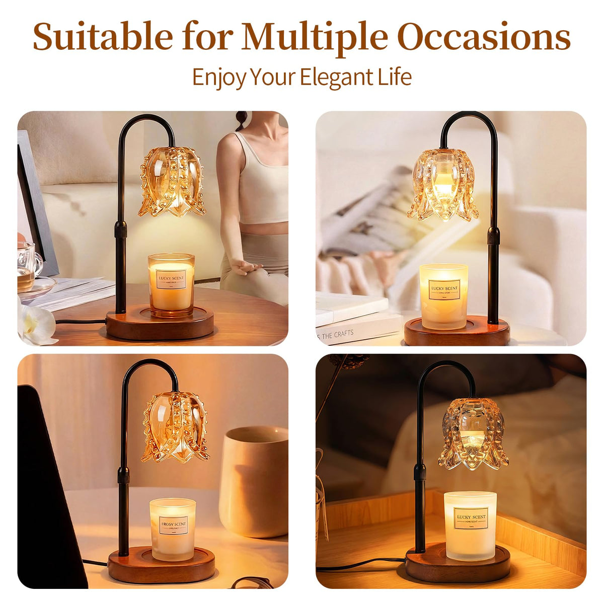 Zackoo Candle Warmer Lamp with Timer, Dimmable, Height-Adjustable