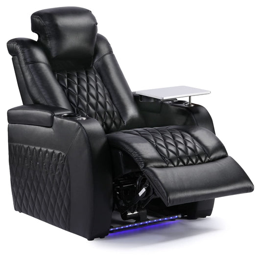 Weilianda Home Theater Seating, Top Grain Leather Movie Theater Chair