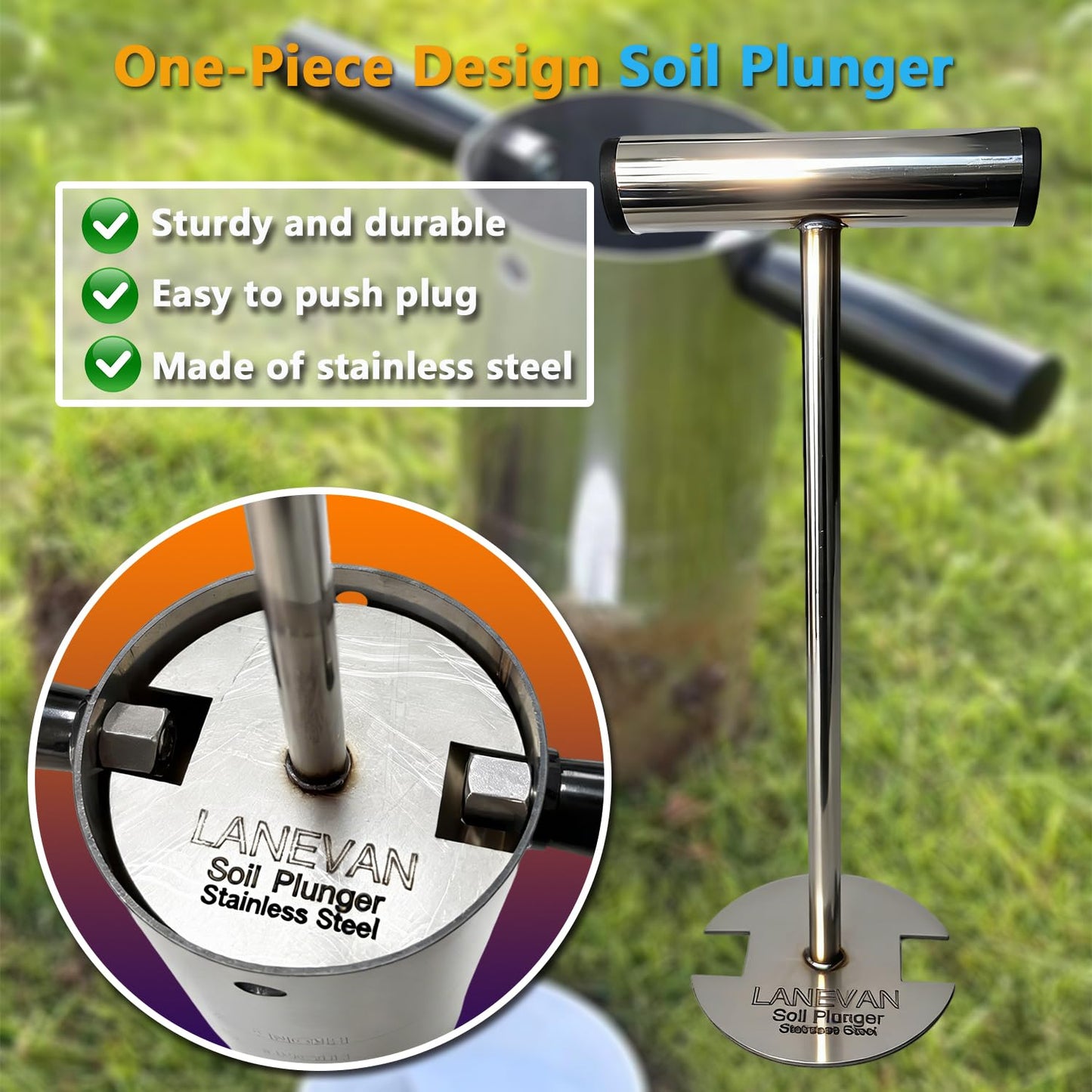 LANEVAN Stainless Steels Golf Hole Cutter for Putting Green Practice, 4Inch & 6Inch USGA Standard Portable Post Hole Digger for Backyard, Lawn Plugger Tool for Gardening