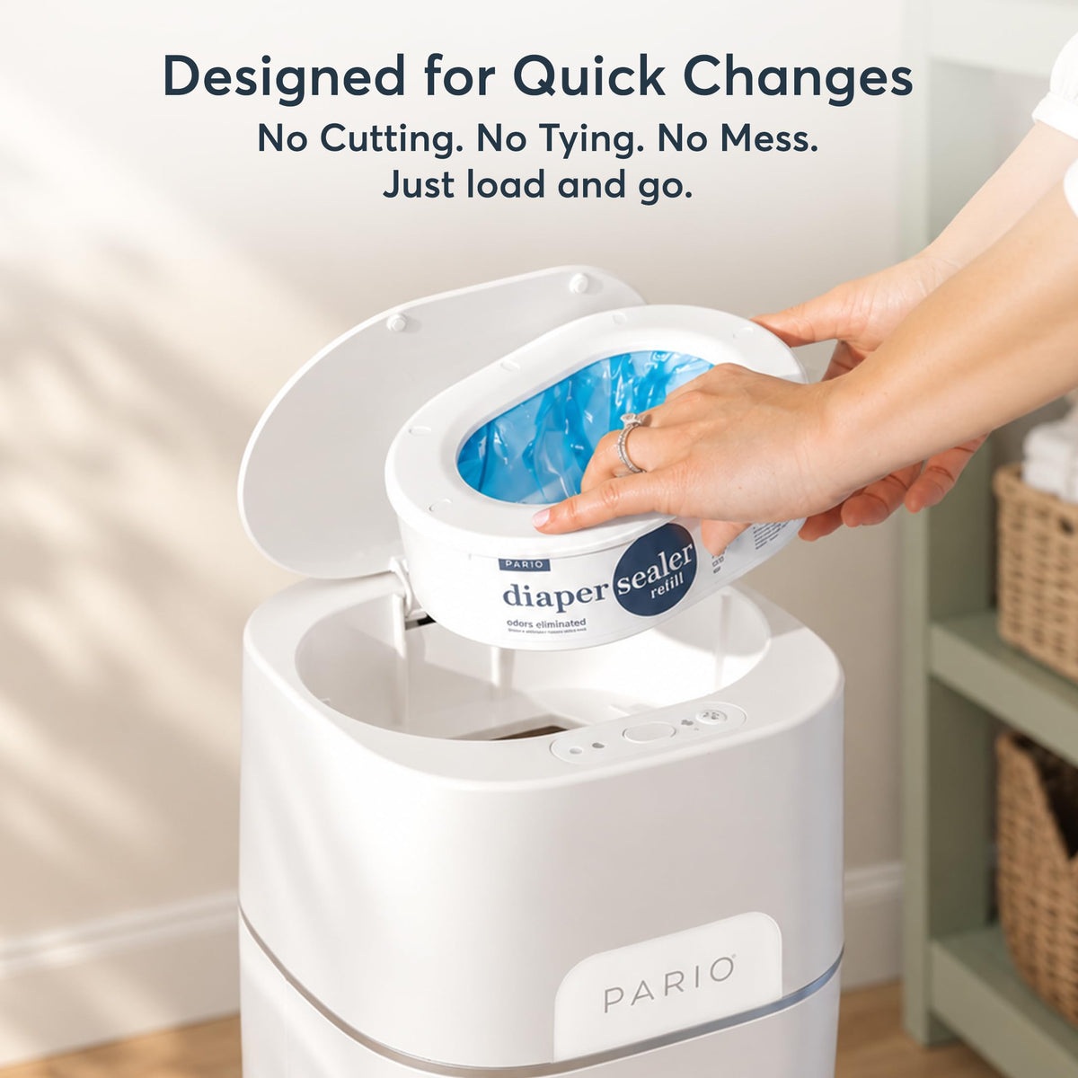 Pario DiaperSealer Automatic Diaper Pail & Refill, Newborn Baby Essentials