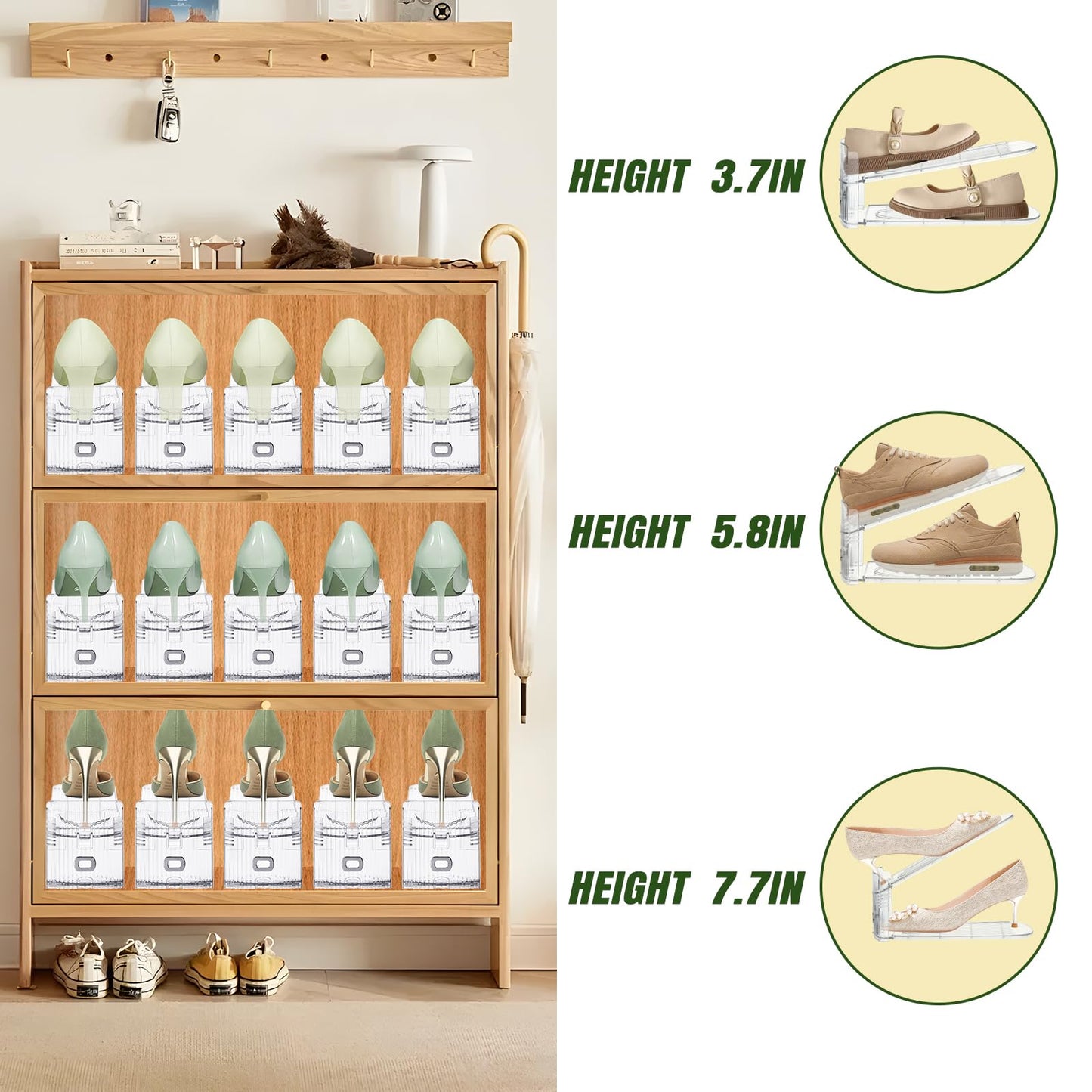 MOVDEET Shoe Slots Organizer,36 Pack Transparent Shoe Stacker Adjustable Shoe Slot Organizer Space Saver Shoe Rack Holder Shoe Storage Organizers for Closet,Transparent