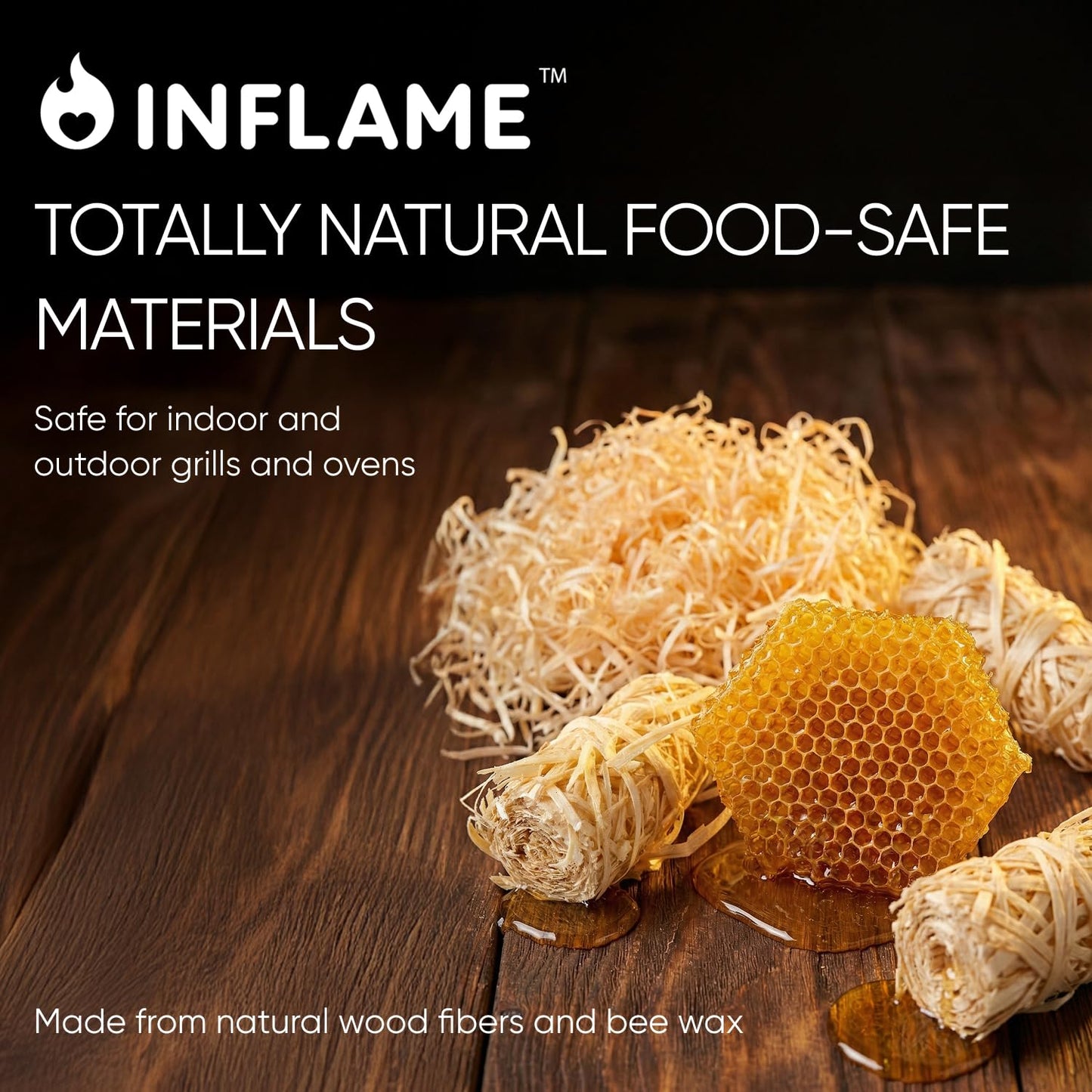 Inflame Fire Starters 300 pcs Fire Starters for Campfires, Grill, BBQ, Fireplace, Woodstove - Charcoal Starter - Waterproof, Weather-Resistant - Natural Wood Fireplace Starters