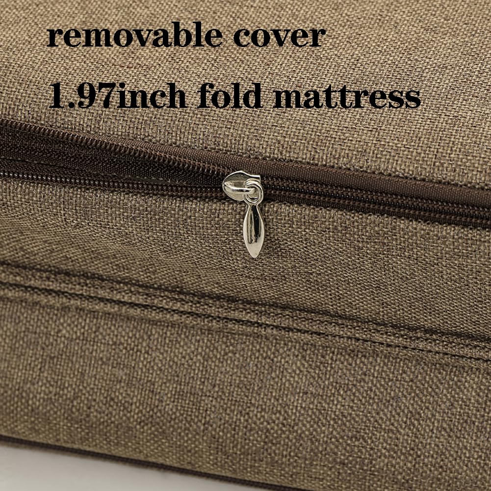 Lyfreen Quad-Fold Memory Foam Mattress 1.97" Thick with Removable Cover, Portable Floor Mat Foldable Mattress for Travel & Guests, 75"x25"x1.97" Small Single Bed Topper (Blue)