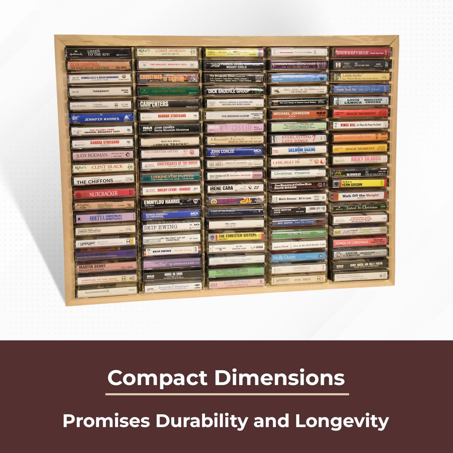 Kingdom LW100 5 x 20 Unfinished Wood Cassette Rack, 100 Capacity