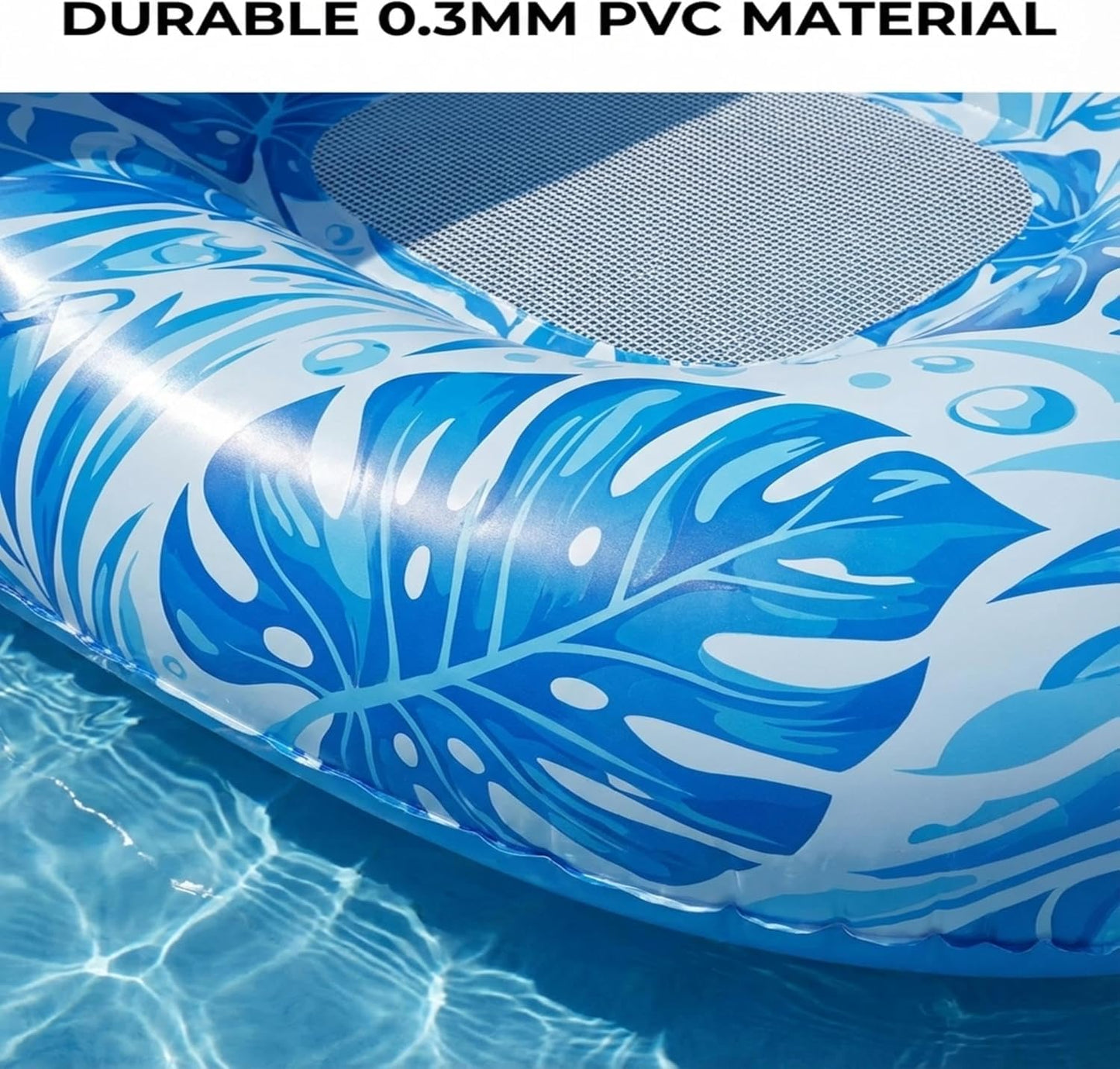 Pool Floats Adult with Canopy, Inflatable Lounger Float with Adjustable Sun Shield & Cup Holders, Water Chair for Swimming Pool Party