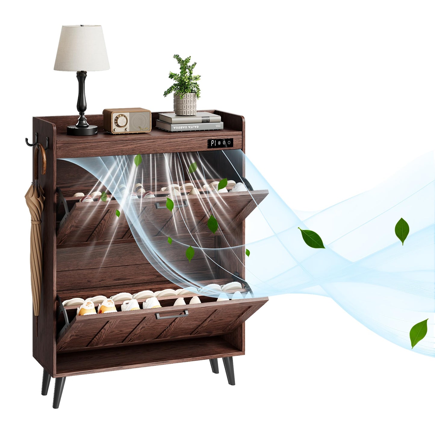 ChooChoo Shoe Storage Cabinet with 2 Flip Drawers and Deodorizer
