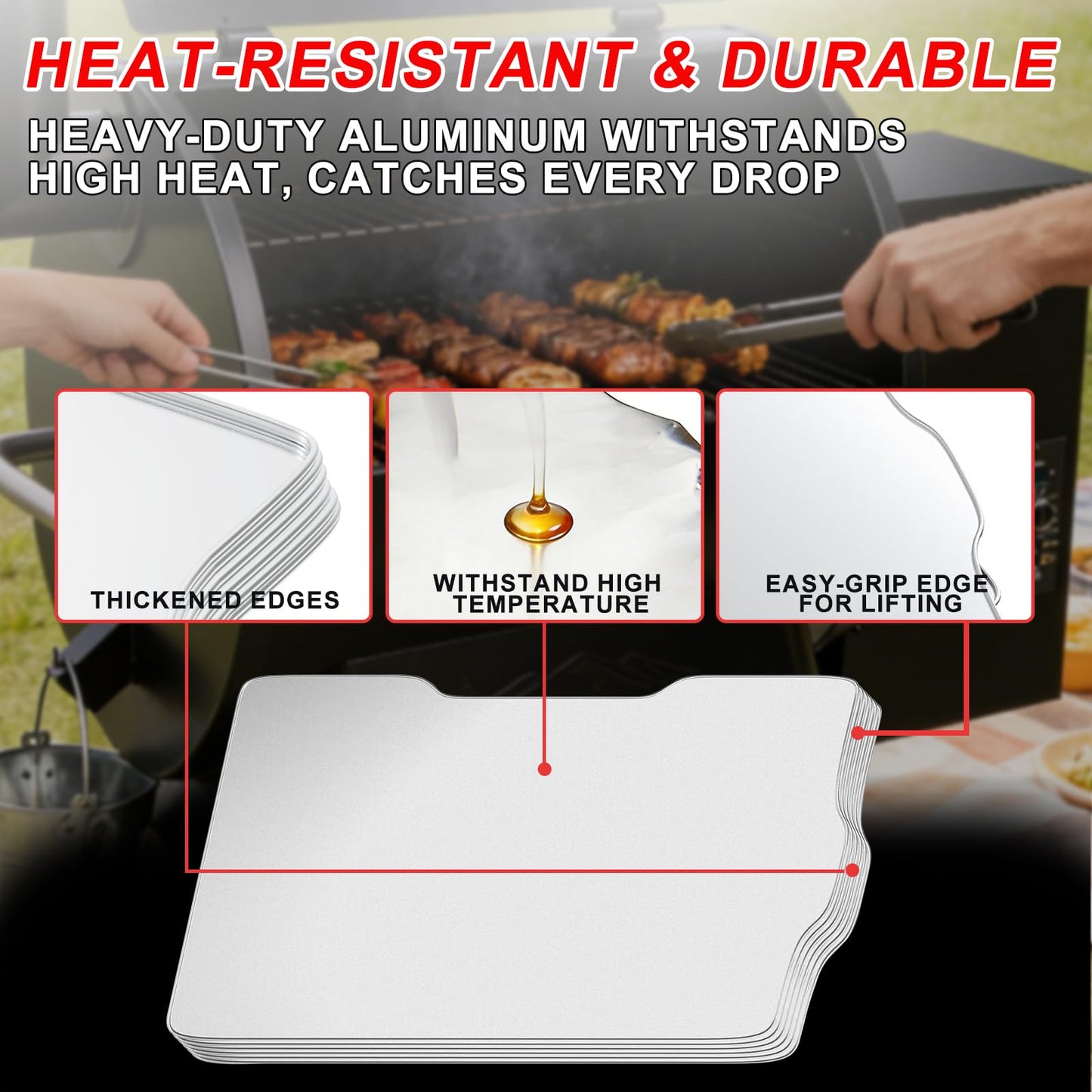 WEBROIL 6 Packs BAC506 Drip Tray Liners for Traeger Ironwood 650 Series Grills, Heat-Resistant Foil Liners for Traeger Pellet Smoker Grill Accessories, Aluminum Tray for Catching Grease 22" x 15.5"