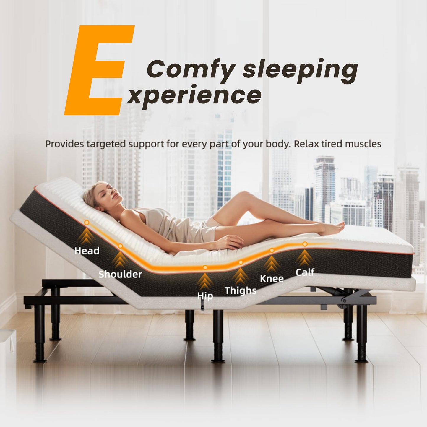 Yireehome Full Adjustable Bed Frame, Wireless Remote, USB Port, Head & Foot Incline, Underbed Lighting, Heavy Duty Electric Platform, Zero Gravity Mode, Quiet Motor, Easy Assembly