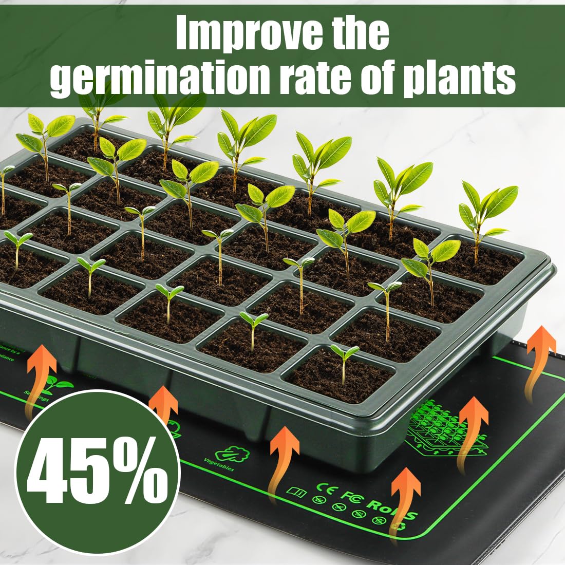 4 Pack Seedling Heat Mat for Plants Seed Starting, Waterproof 10"x 20" Warming Mat Plant Heating Pad for Seed Germination, Indoor Growing, Hydroponic, Greenhouse