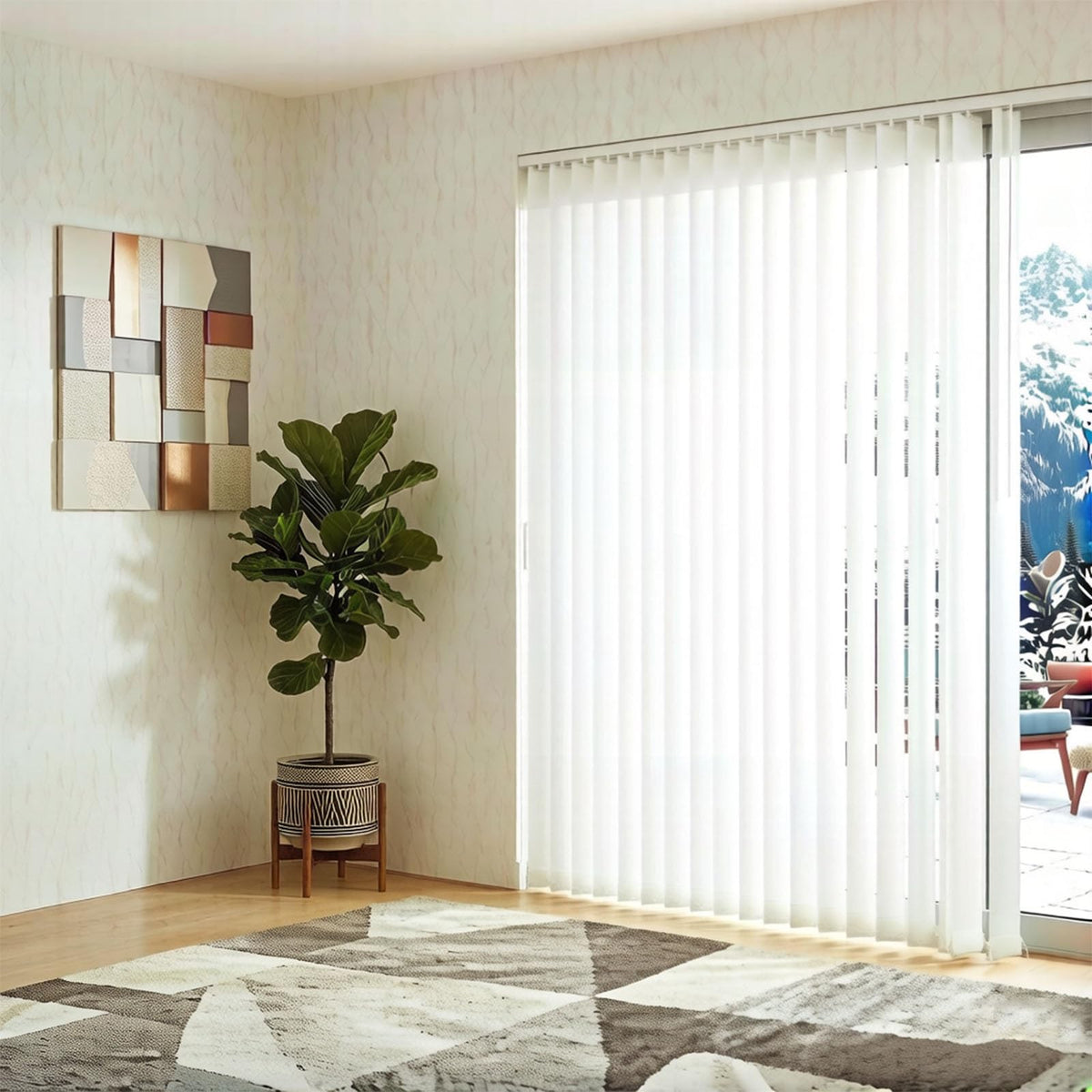 Interiors Vertical Blinds, 92" 98" 102" 108" 110" Vertical Blinds for Sliding Glass Doors, Panel Track Vertical Windows Shades, Privacy Blackout Sliding Door Blinds for Large Windows(108" W x 84" H)