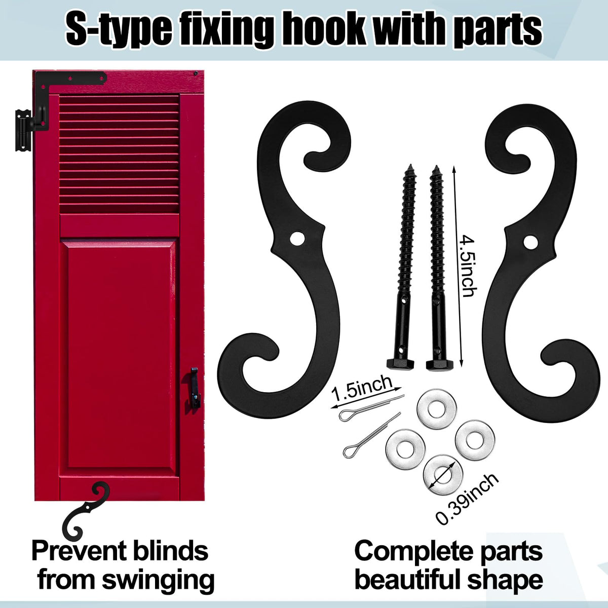 Moxweyeni 8 Pack (4 Pair) Steel Blind Shutter Hinges 1-1/16" with S Hook