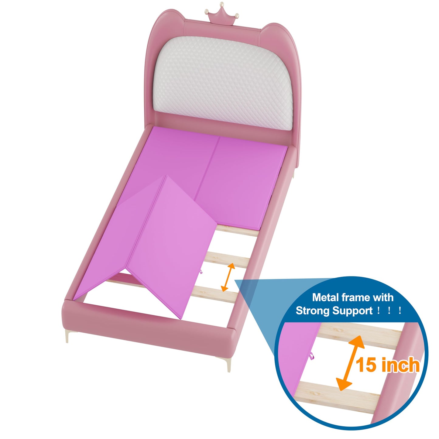 Prodature Twin-Bunkie-Board(38''x75'') 0.5 inch Low Profile Under Mattress Foldable-Bed-Board to Prevent Sagging with Heavy-Duty Solid Steel Frame Design,Noise Free