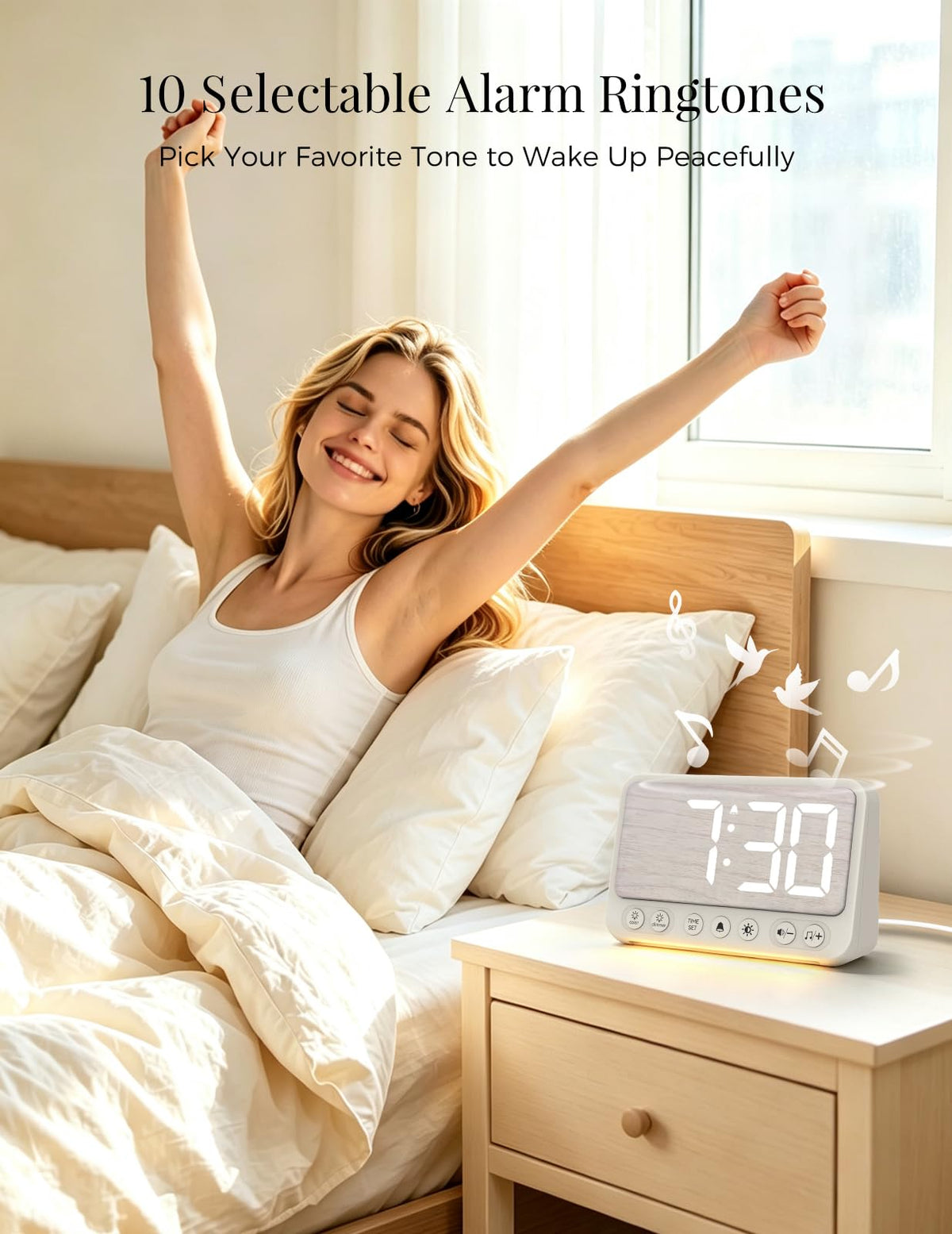 Topski Alarm Clocks for Bedroom, Digital Bedside Clock with Night Light