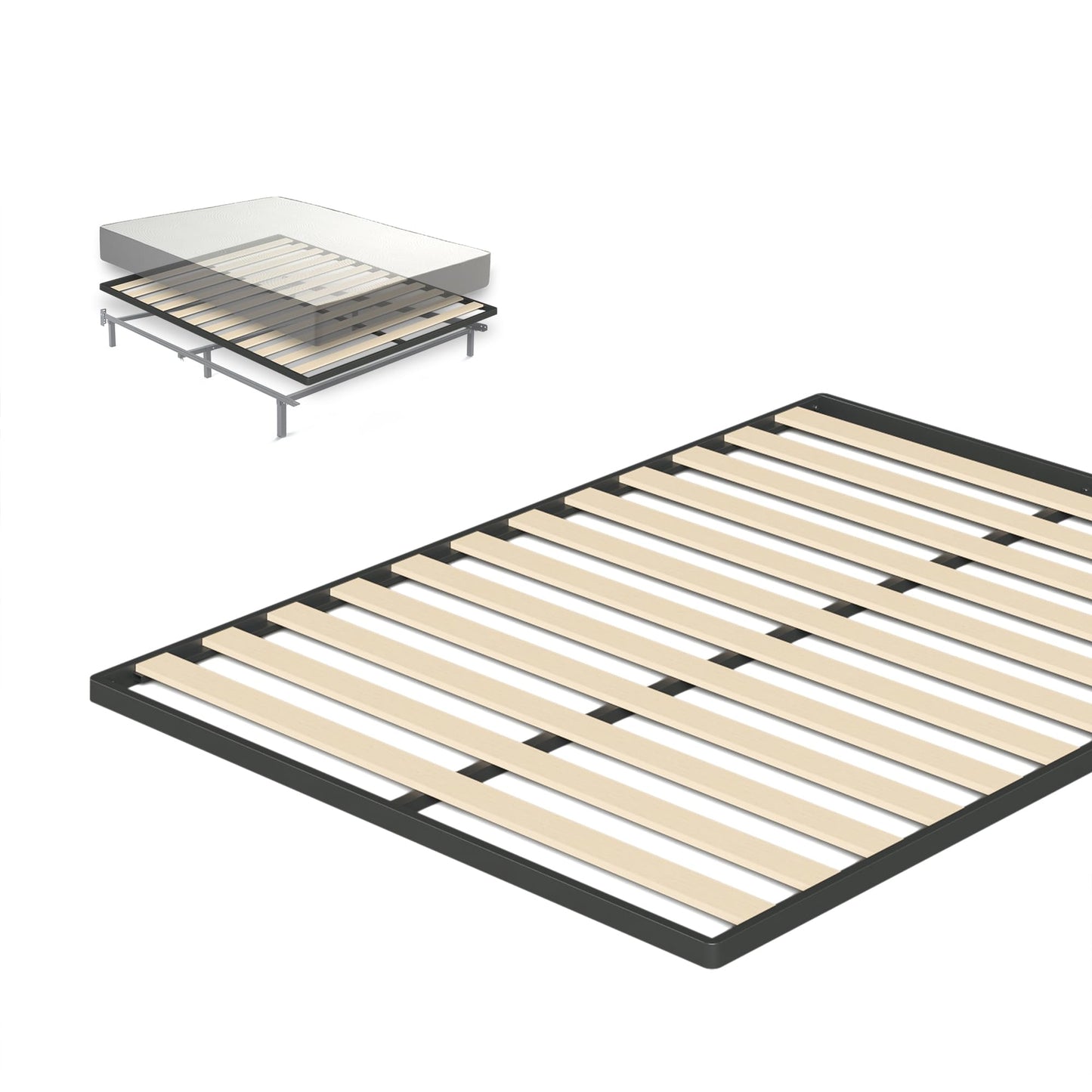 Zinus 1.6 Inch Deepak Easy Assembly Wood Slat Bunkie Board, Full
