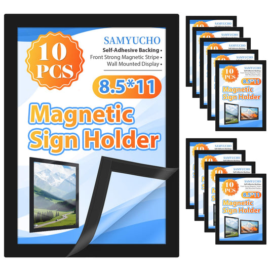 SAMYUCHO Magnetic Sign Holder 8.5 x 11, 10 PCS Self Adhesive Magnetic Frame