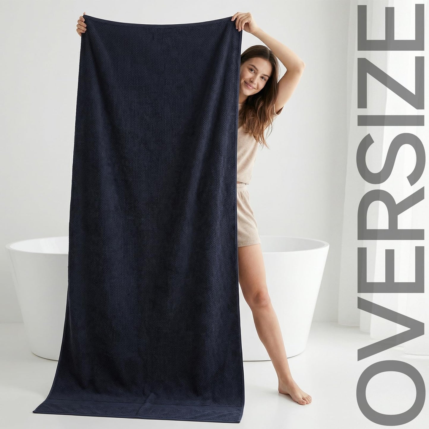 REDKISS Pack of 1 Jumbo Bath Sheet, 40 x 80 Inches Microfiber Oversized Bath Towel for Bathroom, Extra Large & Lightweight, Quick-Dry, Super Soft & Highly Absorbent, Perfect to Wrap Yourself In, Black