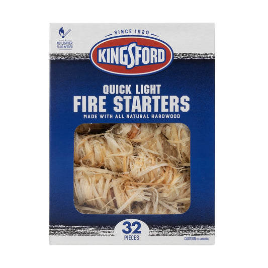 Kingsford Quick Light Fire Starter Rolls, All Natural Hardwood with Paraffin, Water Resistant and Easy Lighting for Charcoal, Pellet Grills, Smokers, Campfires, Outdoor Fireplaces, 32 Count