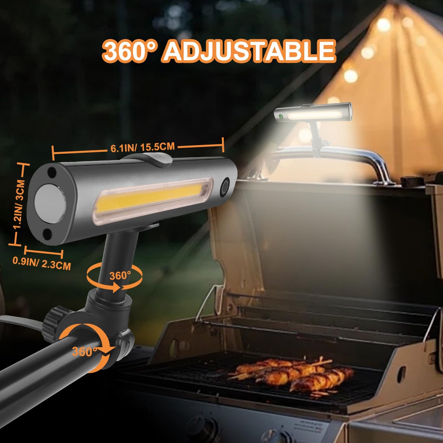 Barbecue Grill Light Designed for Blackstone & Weber Grill, Blackstone Griddle Accessories, Rechargeable LED Light for Outdoor, Grilling Accessories, Smoker BBQ Grilling Gift for Men Dad Him