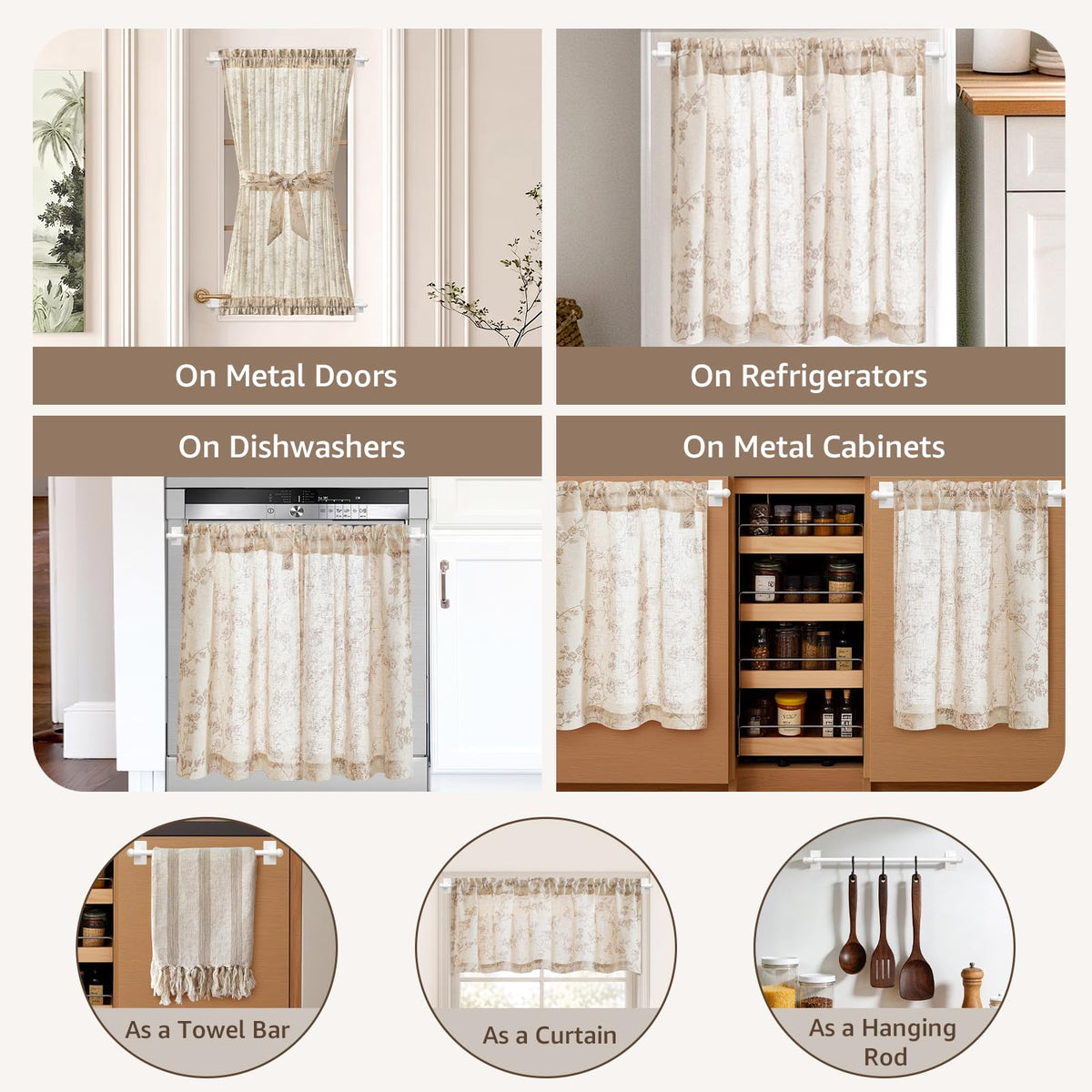 JINCHAN Magnetic Curtain Rods for Metal Doors 16-28 Inches 2 Pack White