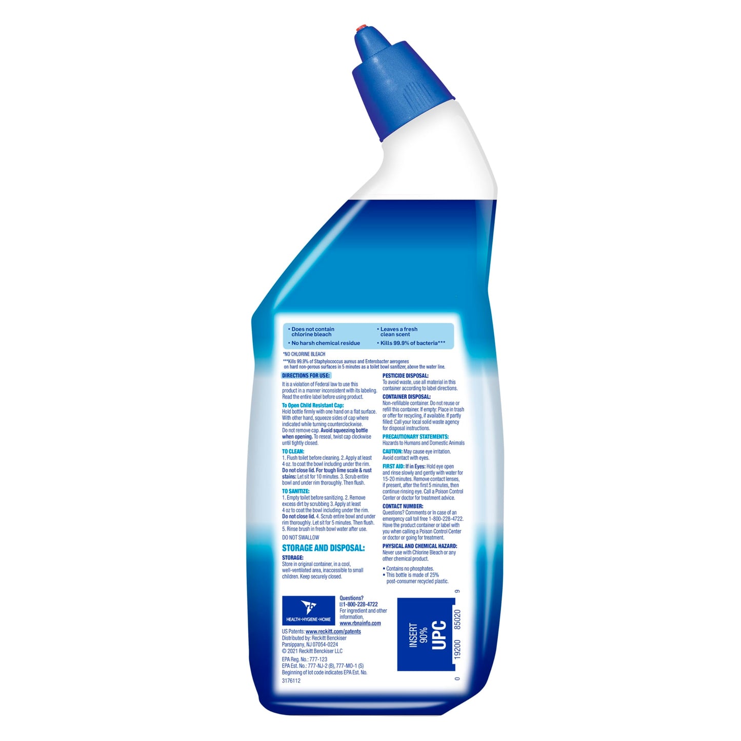 Lysol Toilet Bowl Cleaner Gel, For Cleaning and Disinfecting, Bleach Free, Ocean Fresh Scent, 24oz (Pack of 4)
