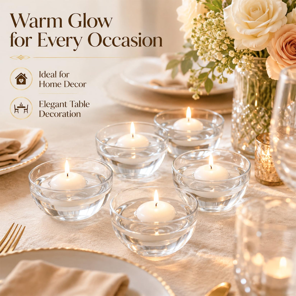 MAQIHAN 30Pcs White Floating Candles for Centerpieces - Small Wax Candles