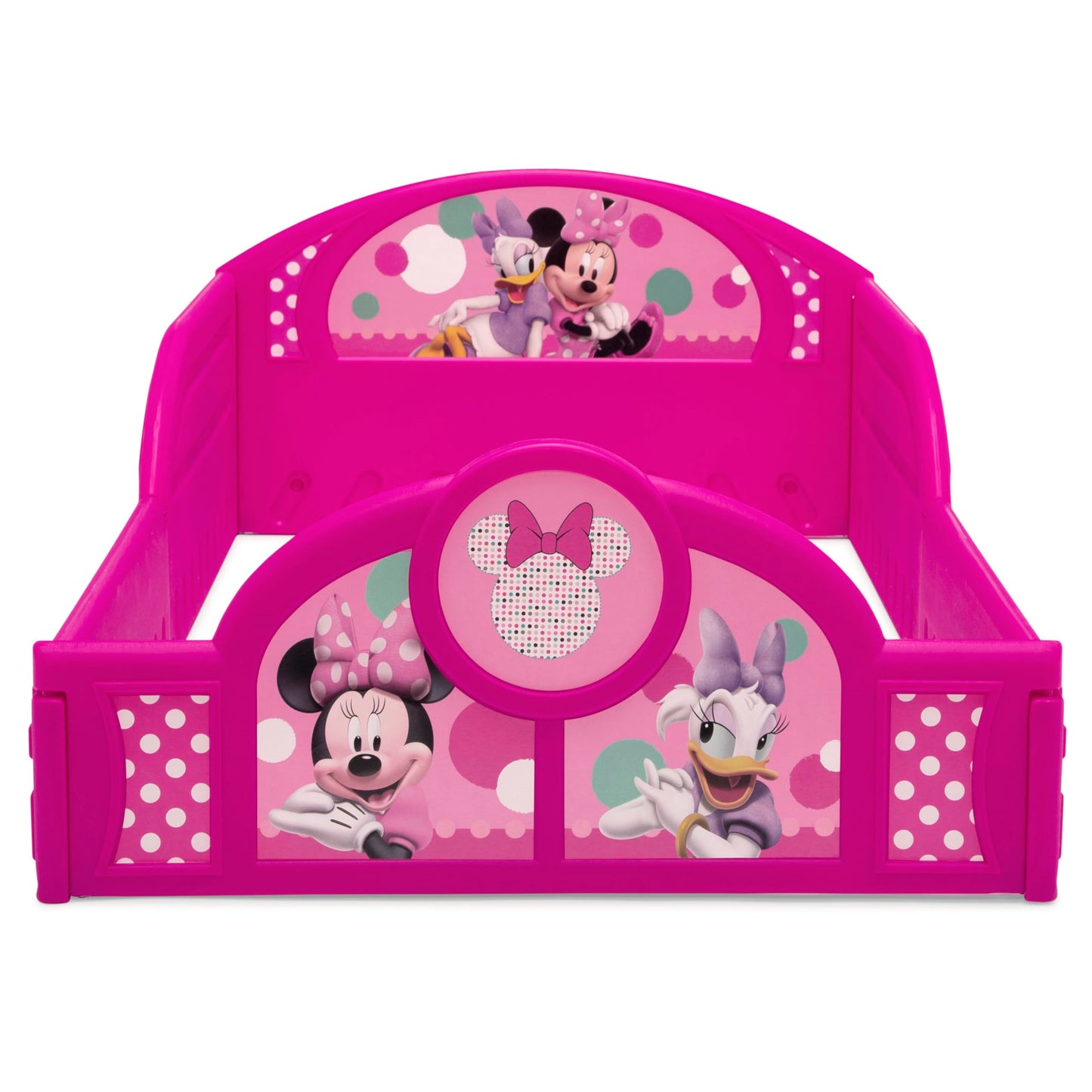 Delta Children Disney Minnie Mouse 4-Piece Toddler Room-in-a-Box Set – Includes Sleep and Play Toddler Bed, Table, 1 Chair and Toy Box, Pink