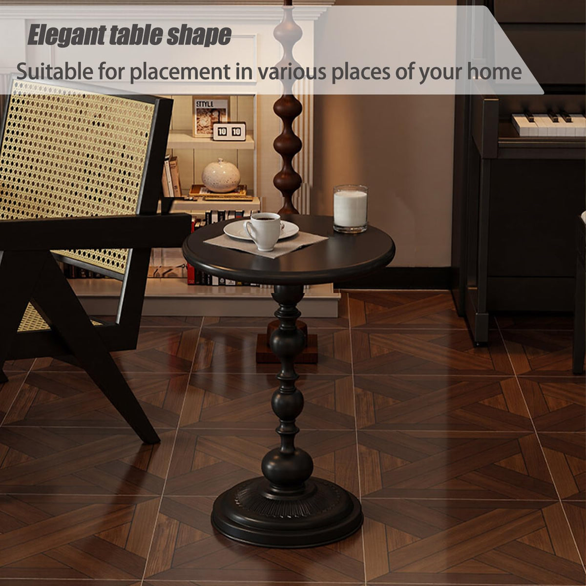 Vorriop Pedestal Metal Round Side Table, Sofa Table, Small TV Tray Table for The Sofa in The Living Room and Bedroom, Bed, Chair, Mini Coffee Table, Headboard Table, 20.47 (H) *13.77 (W)