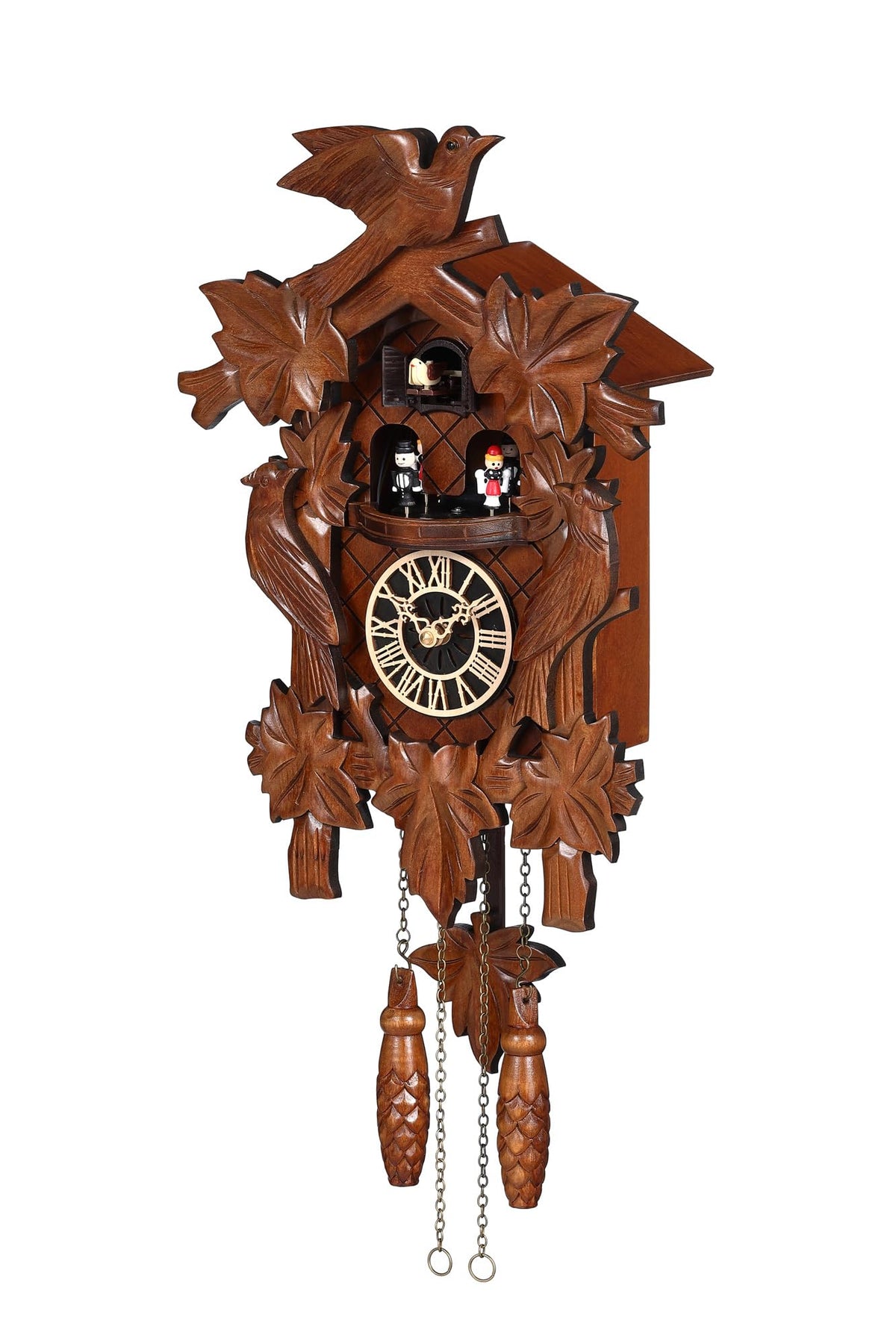 Kintrot Cuckoo Clock, Hand-Carved Wooden Antique Clock for Wall 11.1"x25.8"