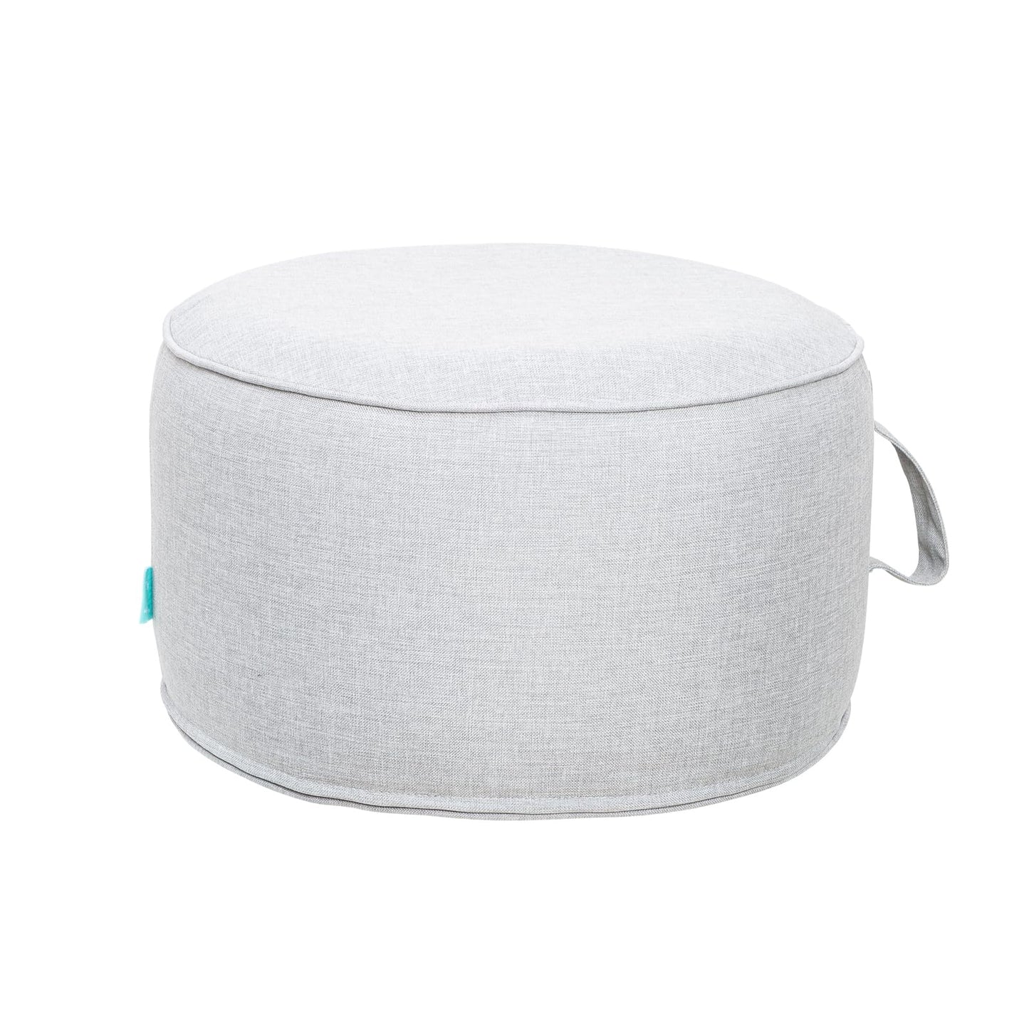 QILLOWAY Inflatable Outdoor Ottoman for Patio, Waterproof Round Pouf, Inflatable Foot Rest, Outdoor Footstool for Poolside, Garden，Camping,Gray,White