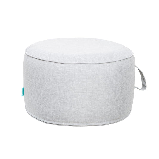 QILLOWAY Inflatable Outdoor Ottoman for Patio, Waterproof Round Pouf, Inflatable Foot Rest, Outdoor Footstool for Poolside, Garden，Camping,Gray,White