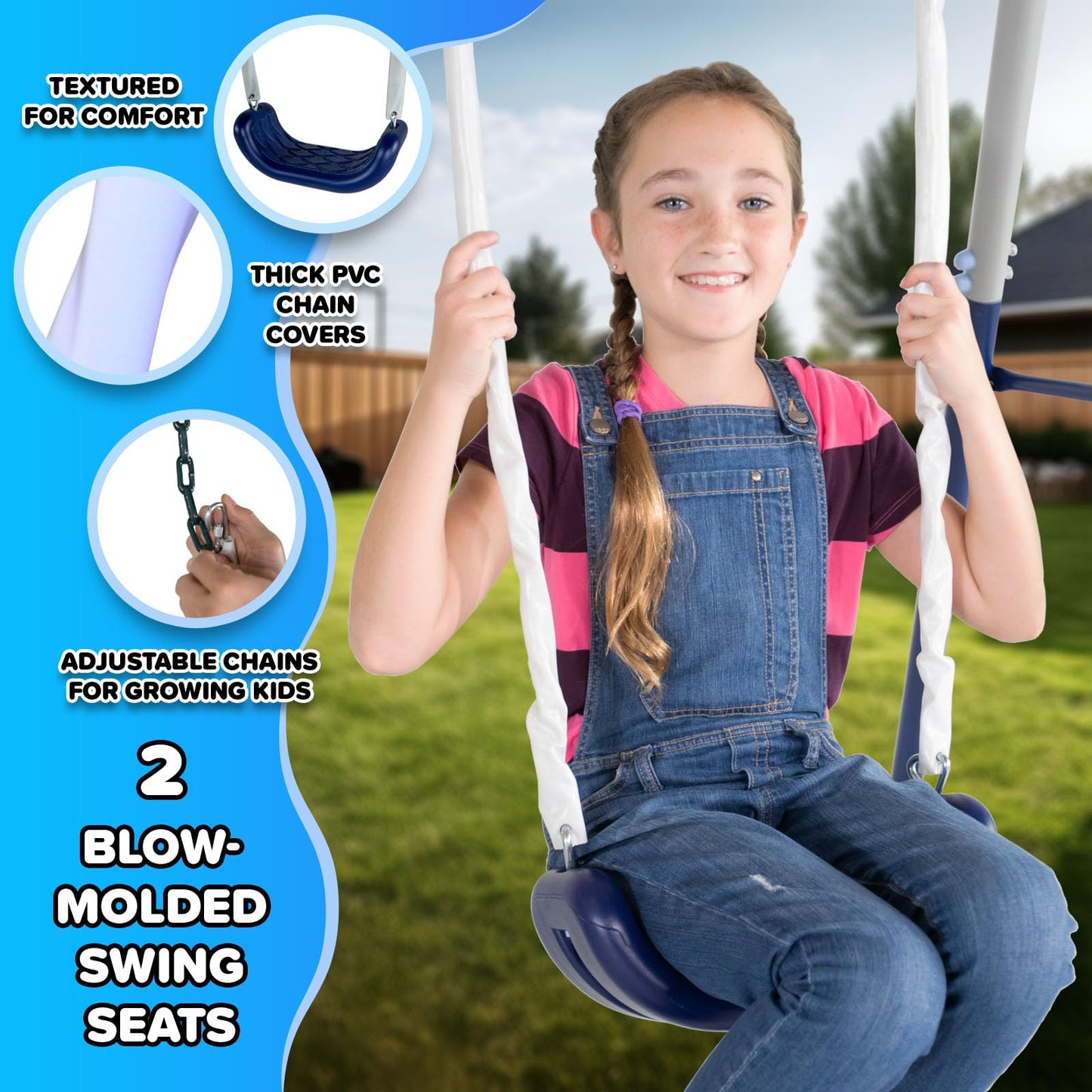 Sportspower Arcadia Metal Swing Set for Kids – Trapeze, 2-Person Glider, 5ft Slide, Anchor Kit, 6.1' Durable Steel Frame – Outdoor Backyard Playset with 600 lb Capacity